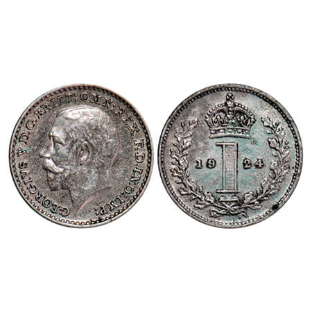 Great Britain, Silver (.925) 1 Penny, 0.46g, 1924 (Maundy Issue), George V, Obv: Uncrowned