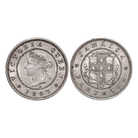 Jamaica, CuNi 1 Farthing, 2.92g, Victoria Queen, 1882, Obv:Portrait of Queen Victoria to t