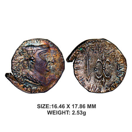 Western Kshatrpas, Nahapana, Silver Drachms, 2.53g, Obv: Bust of Nahapana facing to right,