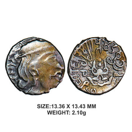 Guptas, Kumaragupta I (AD 414-455), Silver Drachma, Garuda type, 2.10g, Obv: Portrait of t