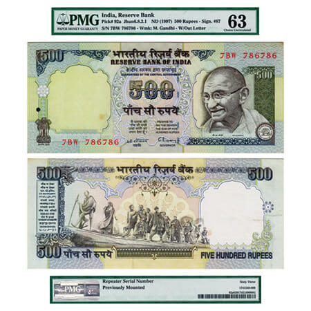 Republic of India, 500 Rupees, (1997), Signed by C Rangarajan (Governor), Fancy Serial No 