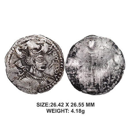 Hephthalite Empire, Hunnic tribes, AD 475-576, Silver, 4.18g, Obv: Bust with large earring