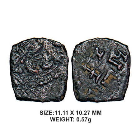 Kashmir-Smast, Anonymous, ca. 2nd-5th century, Copper square unit, 0.57g, Obv: Crown bust 