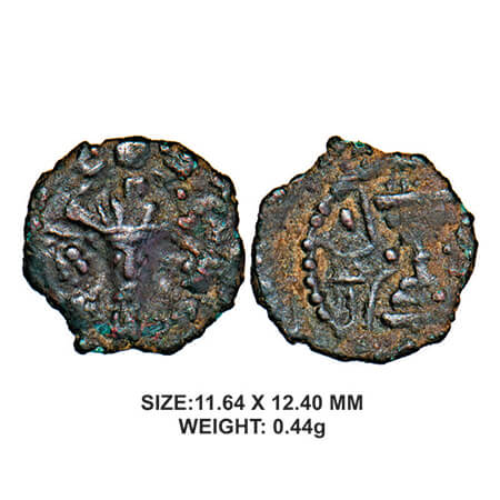 Kashmir-Smast Cave, Copper Unit, 3rd-4th Century AD, Unit (No legend), 0.44g, Obv: Sasania