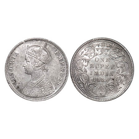 Victoria Empress, Silver, Rupee, 1880, Bombay Mint, A3/II(iv), Dot, Nick on the Rev rim ed