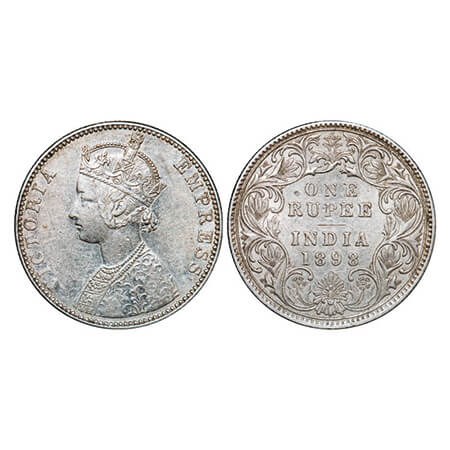 Victoria Empress, Silver, Rupee, 1898, Bombay Mint, C2/I(ii), 'B' incused. GK 585. Extreme