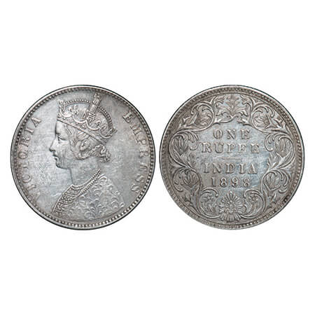 Victoria Empress, Silver, Rupee, 1898, Bombay Mint, C2/I(ii), 'B' incused. GK 585. Very Fi