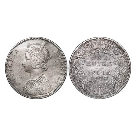 Victoria Empress, Silver, Rupee, 1898, Bombay Mint, C2/I(ii), 'B' incused. GK 585. Very Fi