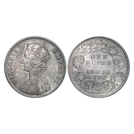 Victoria Empress, Silver, Rupee, 1900, Calcutta Mint, C3/I(i), 'C' incused, nick on the Re