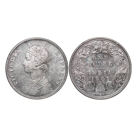 Victoria Empress, Silver, Rupee, 1901, Bombay Mint, A3(i)/I(ii), 'B' incused, Nick at the 