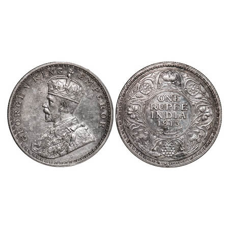 George V, Silver, Rupee, 1913, Calcutta Mint, No dot. GK 1027. Extremely Fine+, Cleaned. S