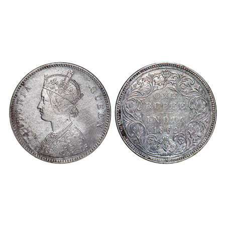 Victoria Queen, Silver, Rupee, 1862, Bombay Mint, A/II/0/6, With complete D in India, w/o 