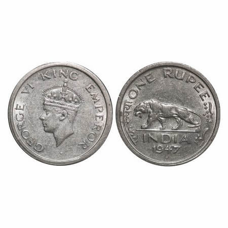 George VI, Nickel, Rupee, 1947, Bombay Mint, E/IV, Security edge, Square mint mark instead