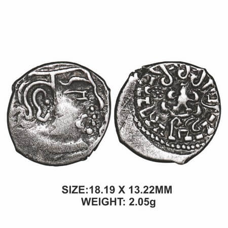 Guptas, Kumaragupta I, (AD 414-455), Silver, Karshapana, Garuda type, 2.05g, Obv: Portrait
