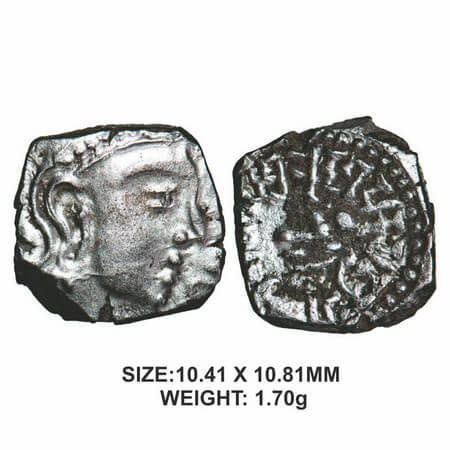 Guptas, Skandagupta(c. 455-480 AD), Silver, Drachma, 1.70g, Bull type, Obv: Portrait to ri