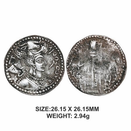 White Hunas or Hephathalites, Napki Malik (c. 475-476 AD), Silver, 2.94g, Obv: Large bust