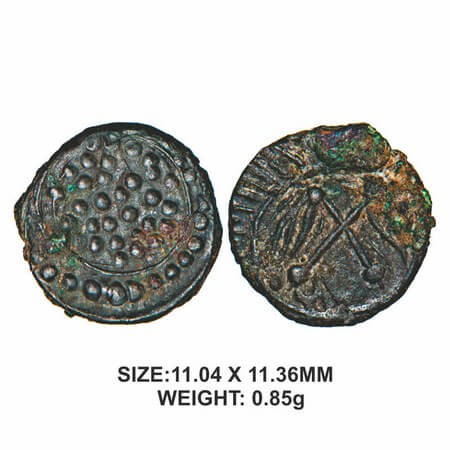 Eastern Chalukyas of Vengi, Anonymous Issue, Alloyed Copper, 0.85g, “Vishnukundin” type, O