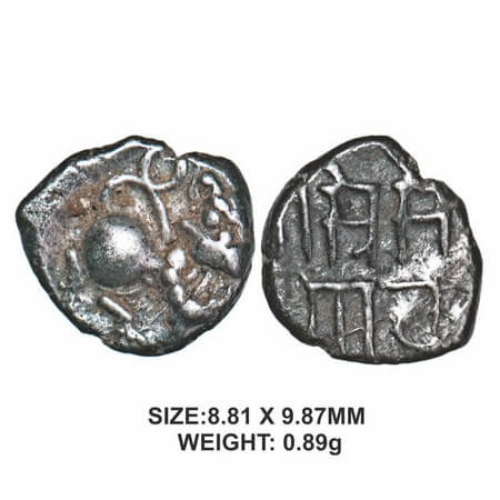 Yadavas of Devgiri, Seunadeva, Silver Drachms, 0.89g, Obv: Mythical lion facing front, Rev
