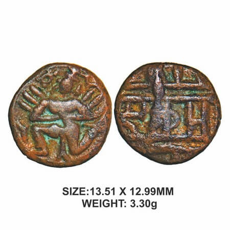 Vijayanagar Empire, Krishnadevaraya, (c. 1509-1529 AD), Copper, 3.30g, Obv: Garuda facing 
