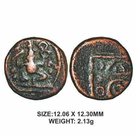 Madurai Nayakas, 17th century, Sri Mangamma series, Copper, 2.13g, Obv: Seated Lord Ganesh
