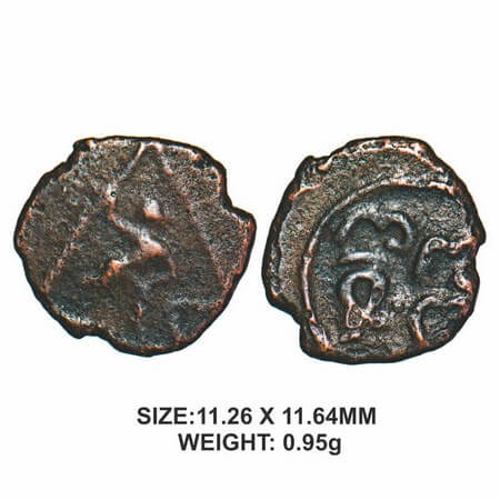 Tanjore Nayakas, 16th century, Copper, 0.95g, Obv: Probably Hanuman/Diety facing right wit