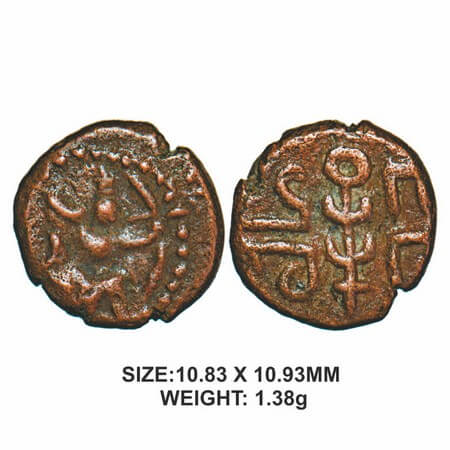 Tanjore Nayakas, 16thcentury, Copper, 1.38g, Obv: Lord Rama with Bow in hand all with in D
