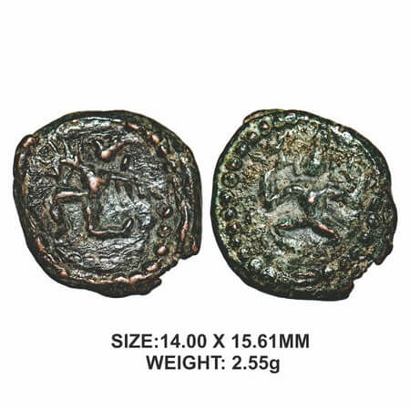 Tanjore Nayakas, 17th century, Copper, 2.55g, Obv: Garuda facing left in kneeling posture,