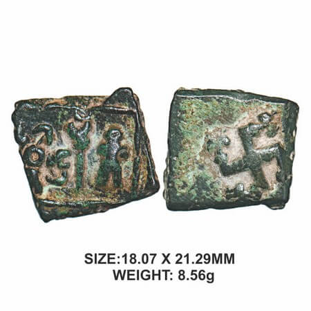 Post-Mauryan, Gujarat - Saurashtra Region, Uninscribed die-struck, Copper Unit, 8.56g, Obv