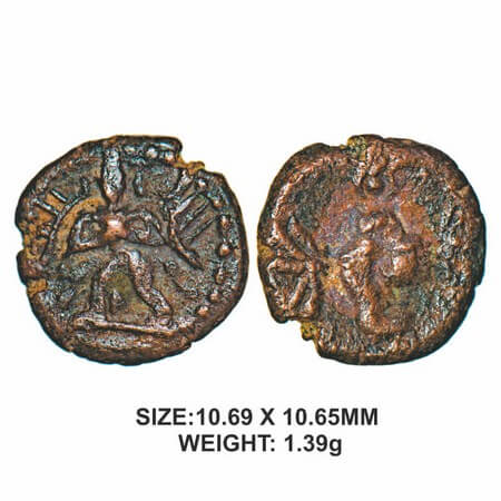 Nayaks of Senji, 16th century, Copper, 1.39g, Obv: Garuda with hands folded facing left, R