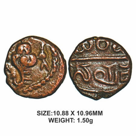 Nayakas of Senji, Venkatapa Nayudu, 16th century, Copper, 1.50g, Obv: Decorated shanka, Re