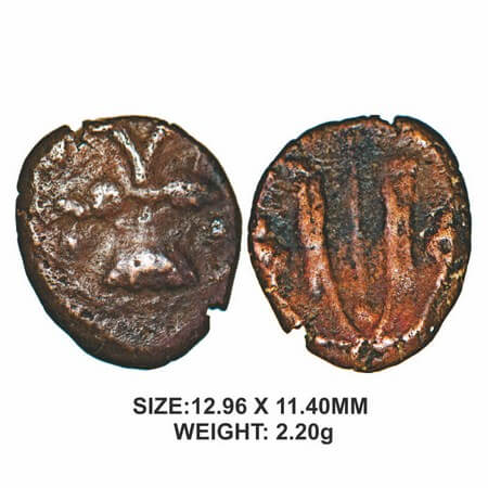 Nayakas of Senji, 16thcentury, Copper, 2.20g, Obv: Gandaberunda also known as twin peaked