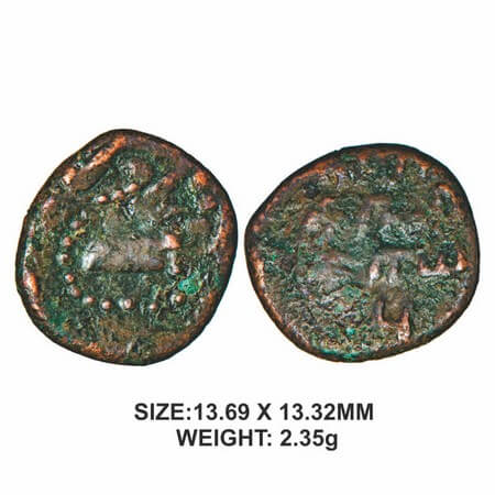 Nawabs of Arkat, Chandasayabu, 18th century, Copper, 2.35g, Obv: Sword with in dotted circ