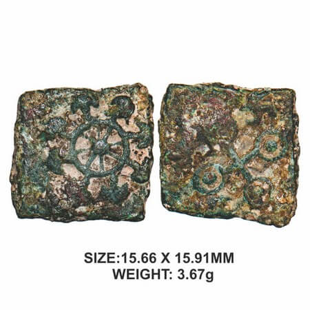 Pre-Satavahana, Vidarbha Region, Copper, 3.67g, Obv: Eight spoked wheel with arrow headed,