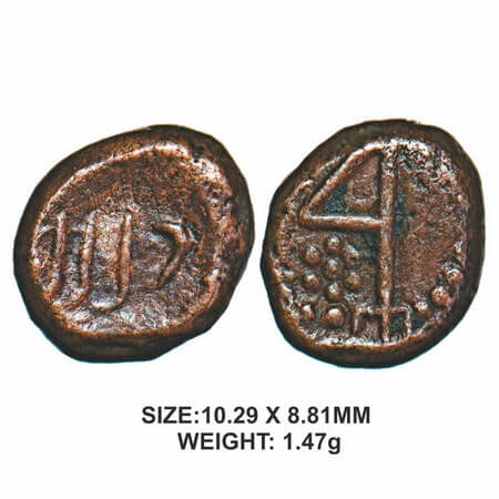 Nawabs of Arkat, 18th century, Copper, 1.47g, Obv: ‘Wala jah’ in Persian. Rev: flag pole, 