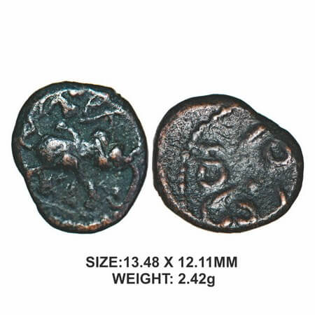 Kantirava Rulers of Mysore, 17th century, Copper, 2.42g, Obv: Elephant Rider facing right,