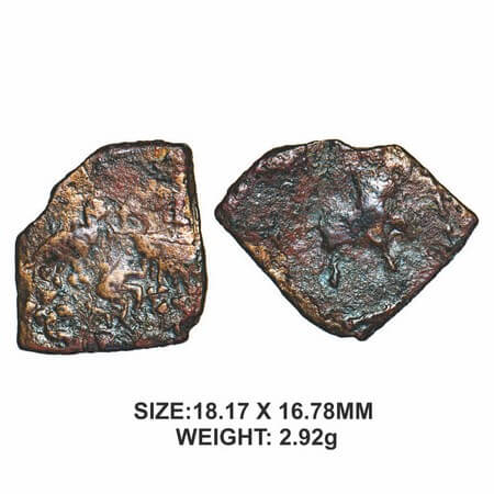 Pre-Satavahana, Vidarbha Region, Uninscribed type, Copper Unit, 2.92g, ’Gajalakshmi’ type,