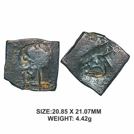 Pre-Satavahana, Uninscribed type, Khandesh Region (Prakashe), Copper Unit, 4.42g, Obv: Tre
