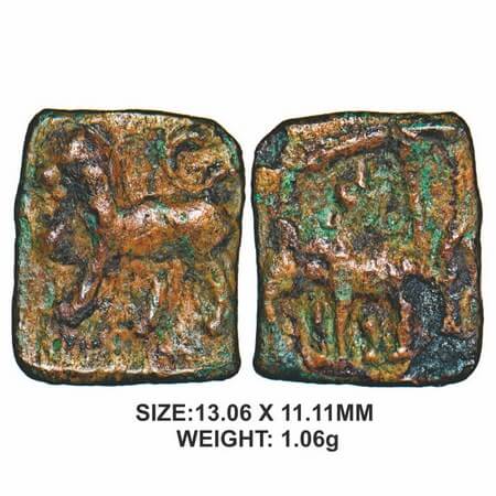Ancient Chola, Sangam Age, Copper Unit, 1.06g, Obv: Elephant standing facing to left, an u