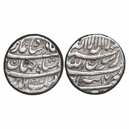 Shah Jahan I, Silver Rupee, 11.39g, Tatta Mint, AH 1054 / 17 RY on reverse, legends in thr