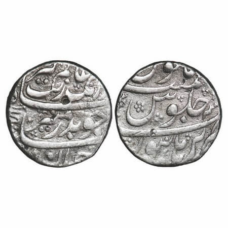Aurangzeb, Silver Rupee, 11.44g, Burhanpur Mint. KM 300.24. About Very Fine, Scarce.