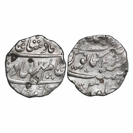 Shah Alam Bahadur, Silver Rupee, 11.42g, Ahmadnagar Mint, AH 1122 / 4 RY. KM 348.2. About 