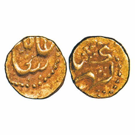 Shah Alam Bahadur, Gold Fanam, 0.170g, Kharpa Mint. KM unlisted type. Very Fine+, Rare.