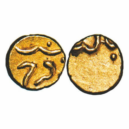Farrukhsiyar, Gold Fanam, 0.20g, Ganjikot Mint. KM unlisted type. Very Fine+, Rare.