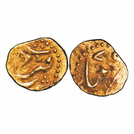 Farrukhsiyar, Gold Fanam, 0.16g, Kharpa Mint, 7 RY. KM unlisted type. Very Fine+, Rare.