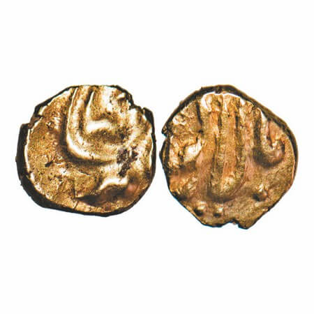 Muhammad Shah, Gold Fanam, 0.36g, Balapur Mint. KM unlisted type. Very Fine+, Rare.