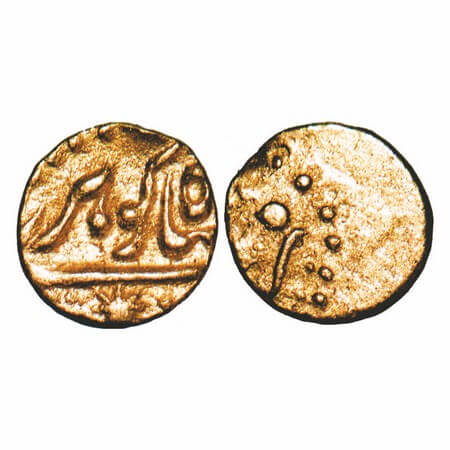 Shah Alam II, Gold Fanam, 0.19g, Kharpa Mint, Gohar Shahi on obverse partly mint seen on r