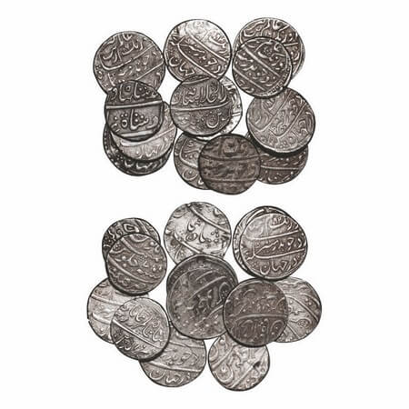 Mughal and Maratha Assorted lot, silver Rupees (13 Coins), Aurangzeb Surat(7), Golkunda (2