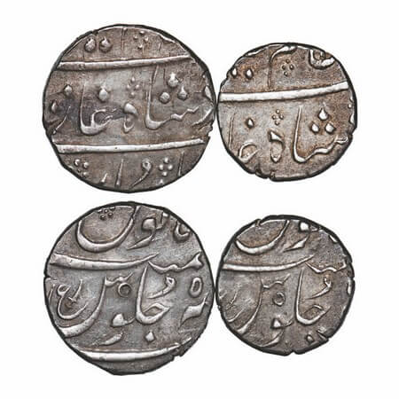 Surat Nawabs, Silver Rupee and 1/2 rupee (2), in the name of Alamgir II, (AH 1171), with p