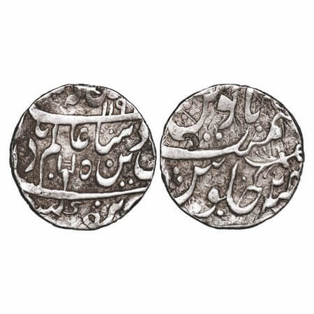 Bhopal, Silver Rupee, 11.17g, INO Shah Alam II, AH 1191 / 24 RY, Obv: Dagger with double h
