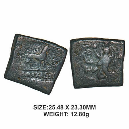 Indo Greek, Agathocles (c. 185-175 BC), Copper Drachma, 12.80g, Obv:Lion without mane stan